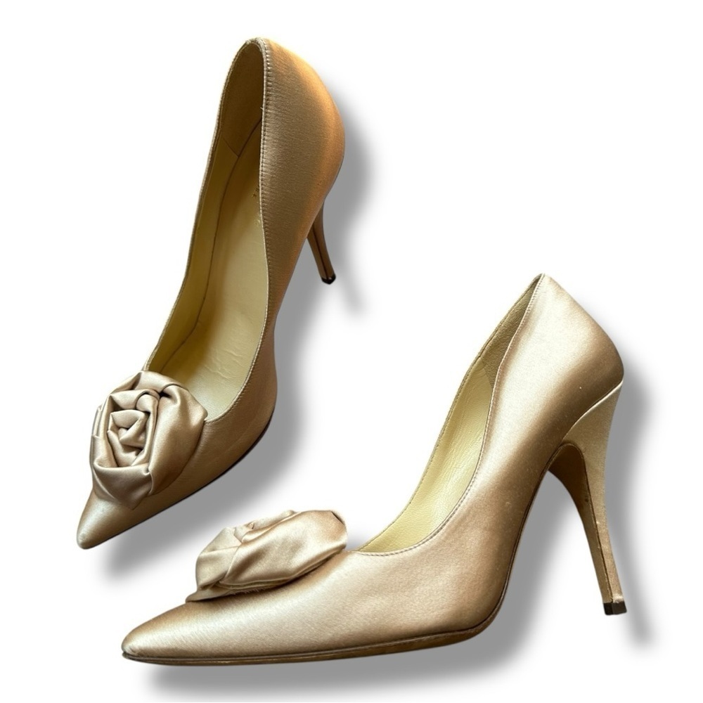 Kate Spade NY Leanna Blush Satin Rosette Pointed Toe Pumps | Women’s Size 6.5 - Picture 9 of 12
